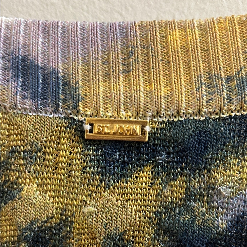 St. John Yellow and Blue Patterned Cardigan* - Picture 9 of 11